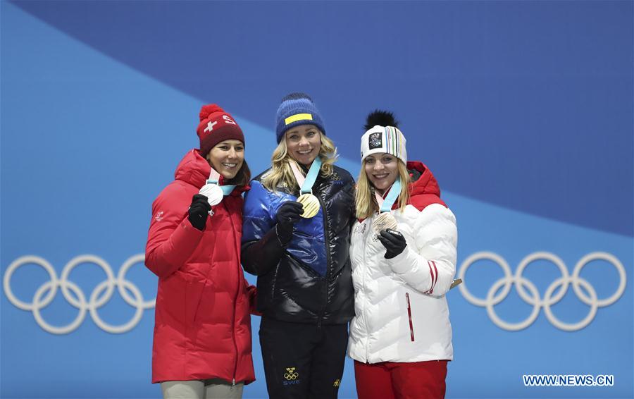 (SP)OLY-SOUTH KOREA-PYEONGCHANG-ALPINE SKIING-LADIES' SLALOM-MEDAL CEREMONY