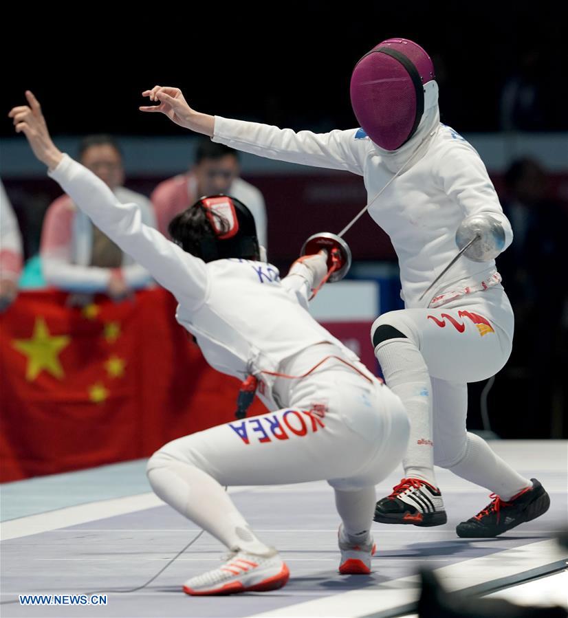 (SP)INDONESIA-JAKARTA-ASIAN GAMES-FENCING-WOMEN'S EPEE TEAM