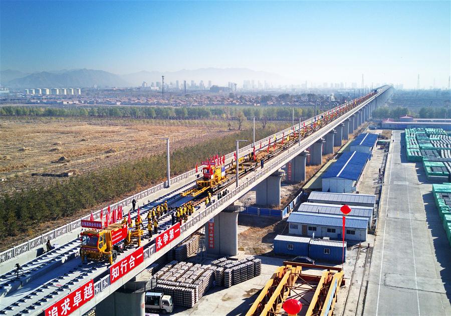 CHINA-HEBEI-BEIJING-ZHANGJIAKOU HIGH-SPEED RAILWAY-TRACK LAYING (CN)