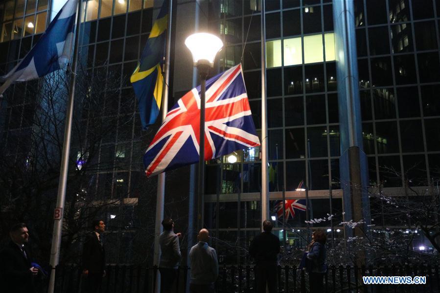 BELGIUM-BRUSSELS-UK-BREXIT-FLAG LOWERING