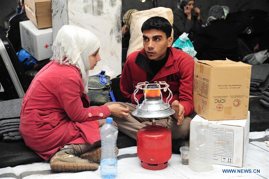 SYRIA-ALEPPO-EVACUATION-SHELTER