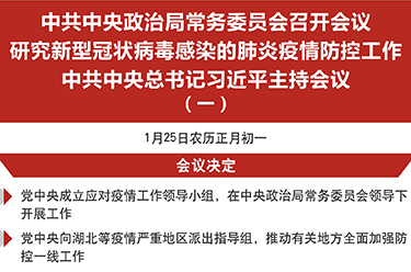 中共中央政治局常務委員會召開會議 研究新型冠狀病毒感染的肺炎疫情防控工作 中共中央總書記習近平主持會議