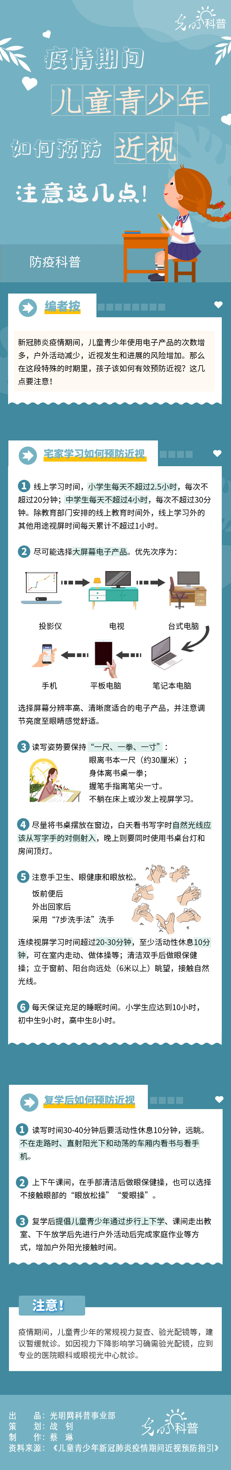 【防疫科普】疫情期間兒童青少年如何預防近視？注意這幾點！