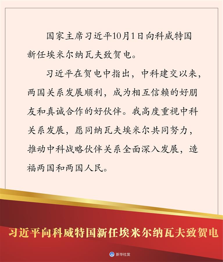 （圖表）［國際］習近平向科威特國新任埃米爾納瓦夫致賀電