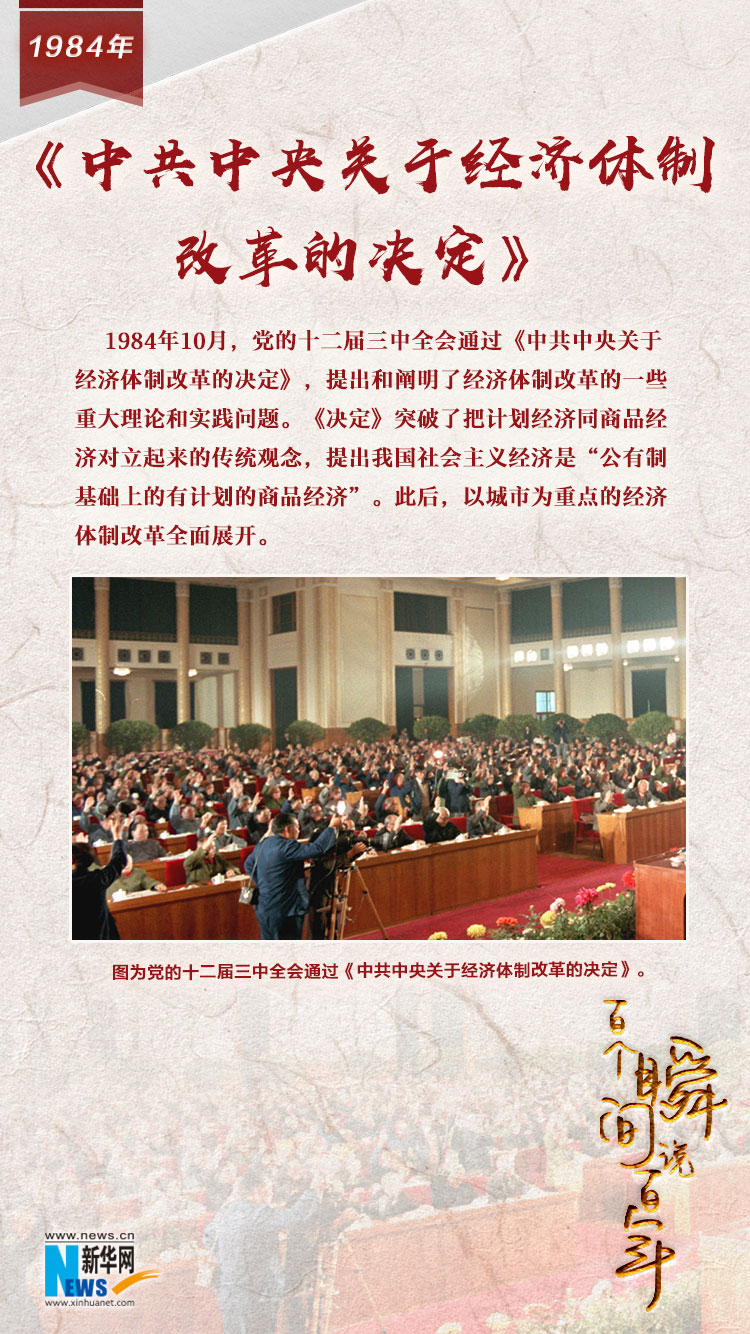 1984，《中共中央關于經濟體制改革的決定》